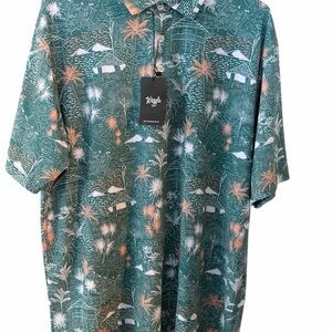 Waggle  Teal and Coral Tropical Men's Shirt